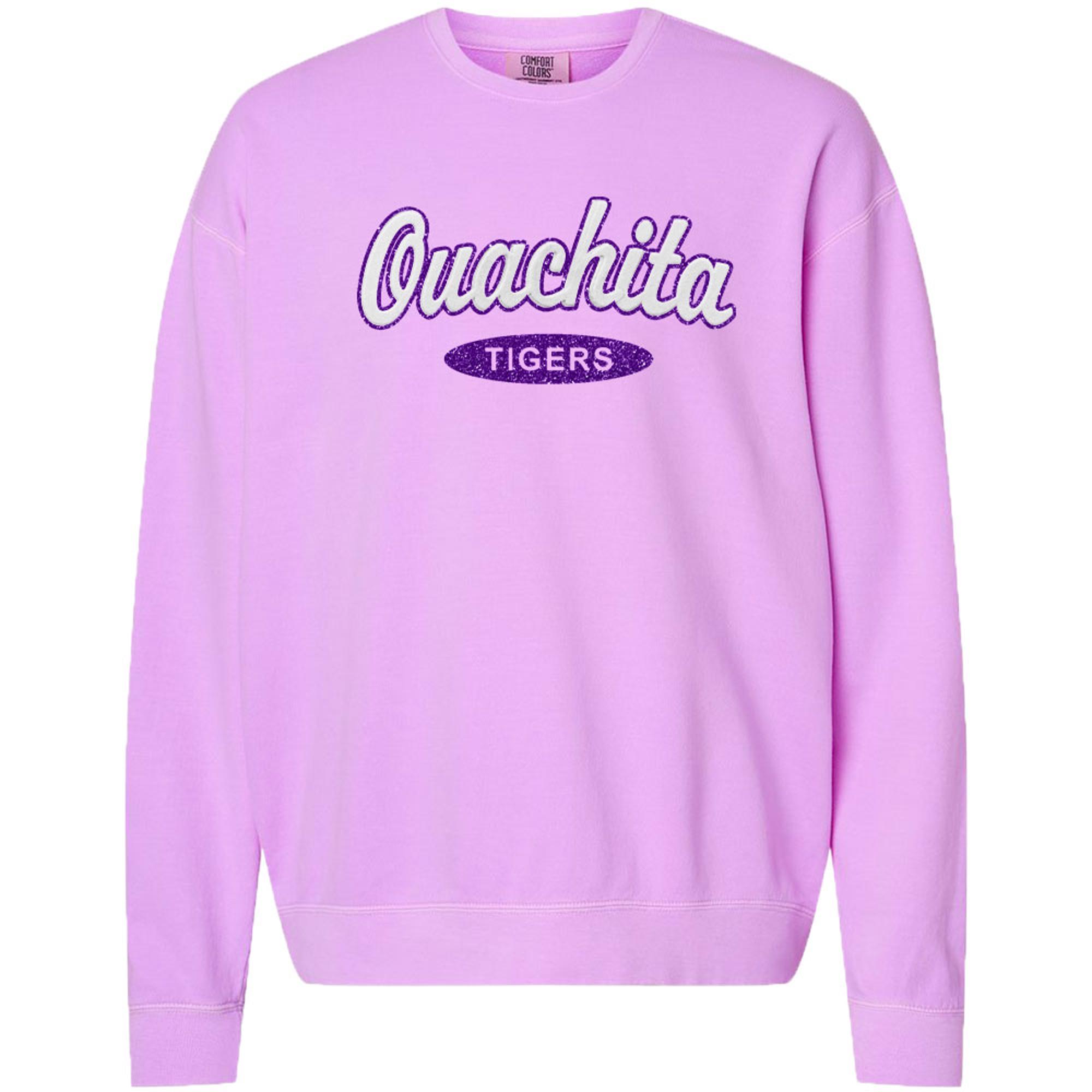 Product image 2 of 2 for Ouachita Tigers Comfort Colors Bling Script Lighweight Fleece Crew