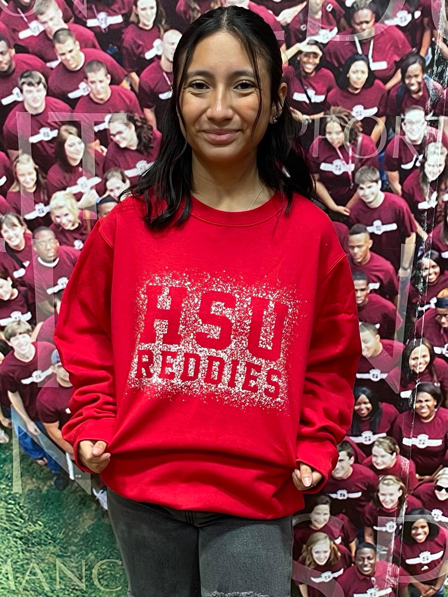 image of: HSU Reddies Metallic Core Fleece Crew Sweatshirt