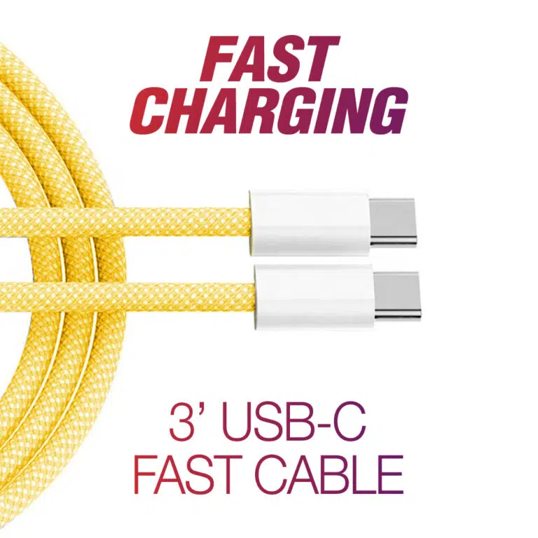 image of: CABLE 3' USB-C TO USB-C FAST YELLOW
