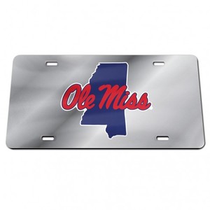image of: Ole Miss Acrylic State Shape Mirror License Plate