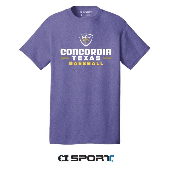 Concordia Texas Baseball Sports Tee- Heather Purple; $18.99