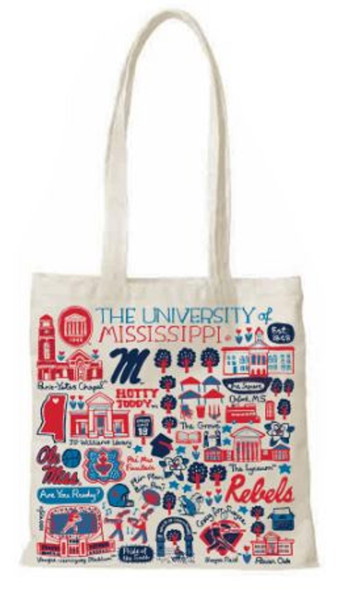 image of: Julia Gash Natural Canvas Ole Miss Slim Tote