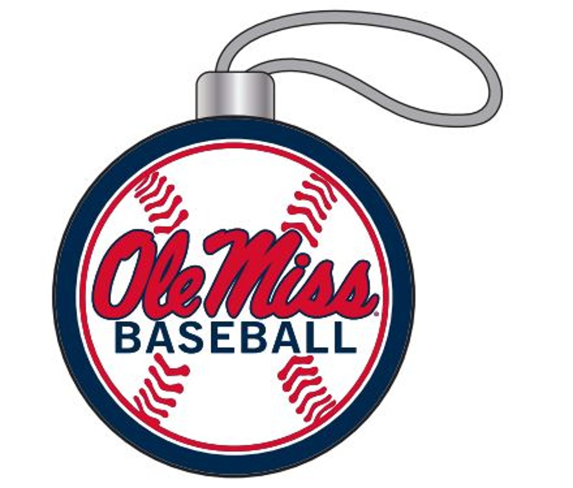 image of: Acrylic Ole Miss Yuletide Baseball Ornament