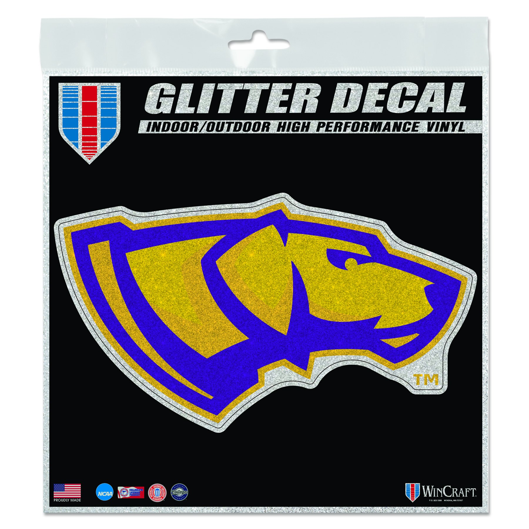 Product image 1 of 1 for UWSP Dog Head 6in x 6in Glitter Perfect Cut Decal