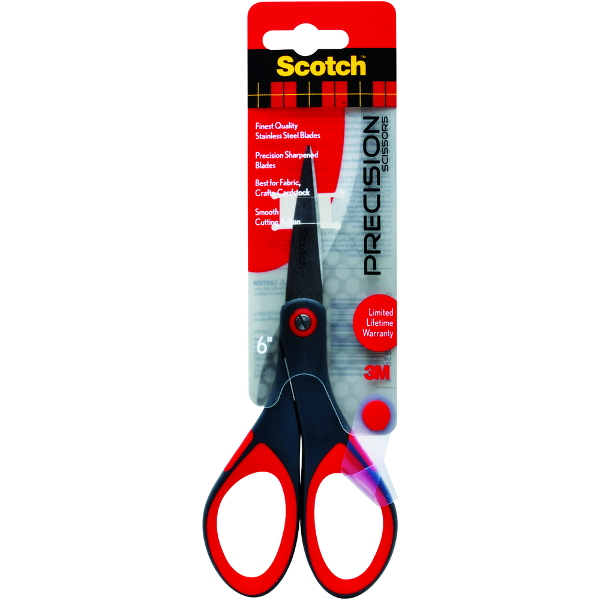 Scotch Precision Scissors - Red-Gray 6in 1Pk BP Straight; $4.99