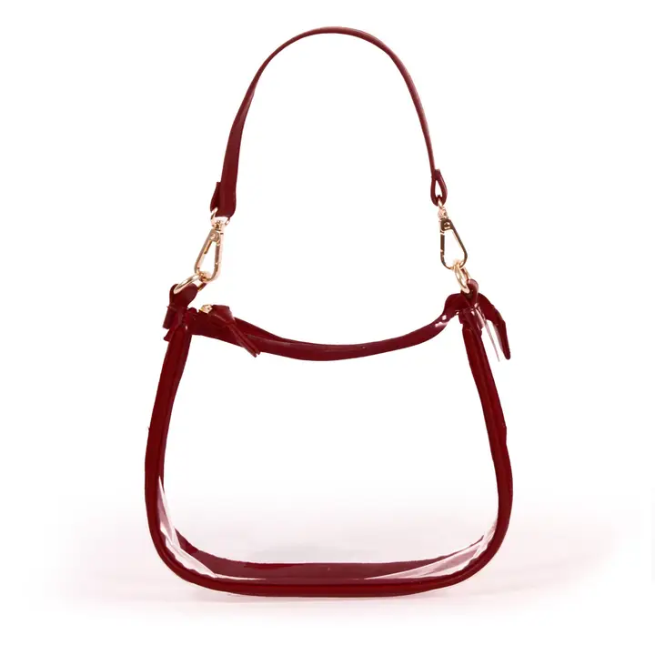 image of: The Clara Clear Purse with Maroon Trim