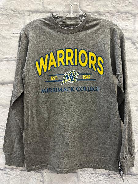 Graphite Heather Throwback Merrimack College Warriors LS Tee; $26.99