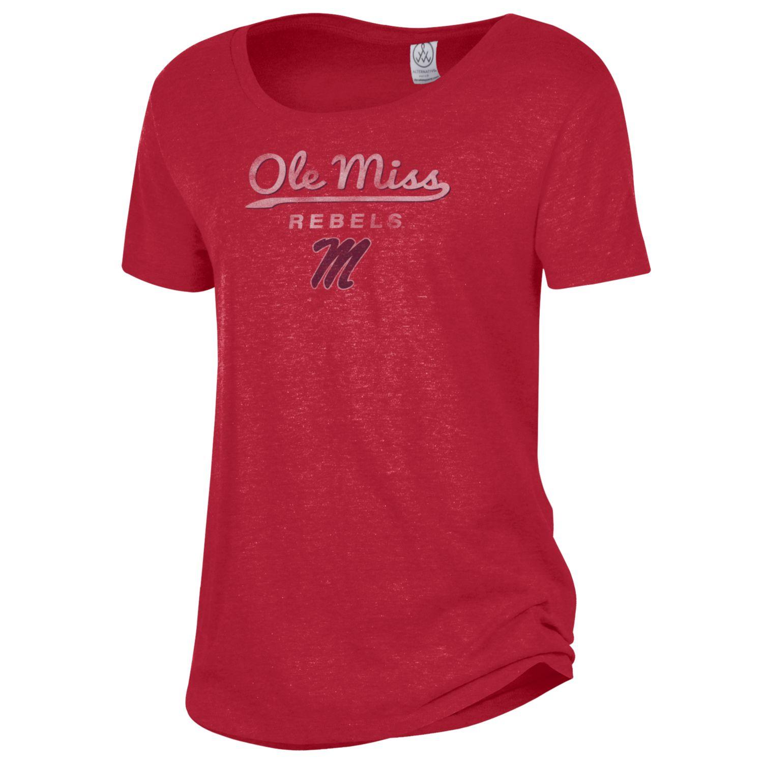 image of: Women's Ole Miss Swoosh Short Sleeve Backstage Tee Red XL/2X