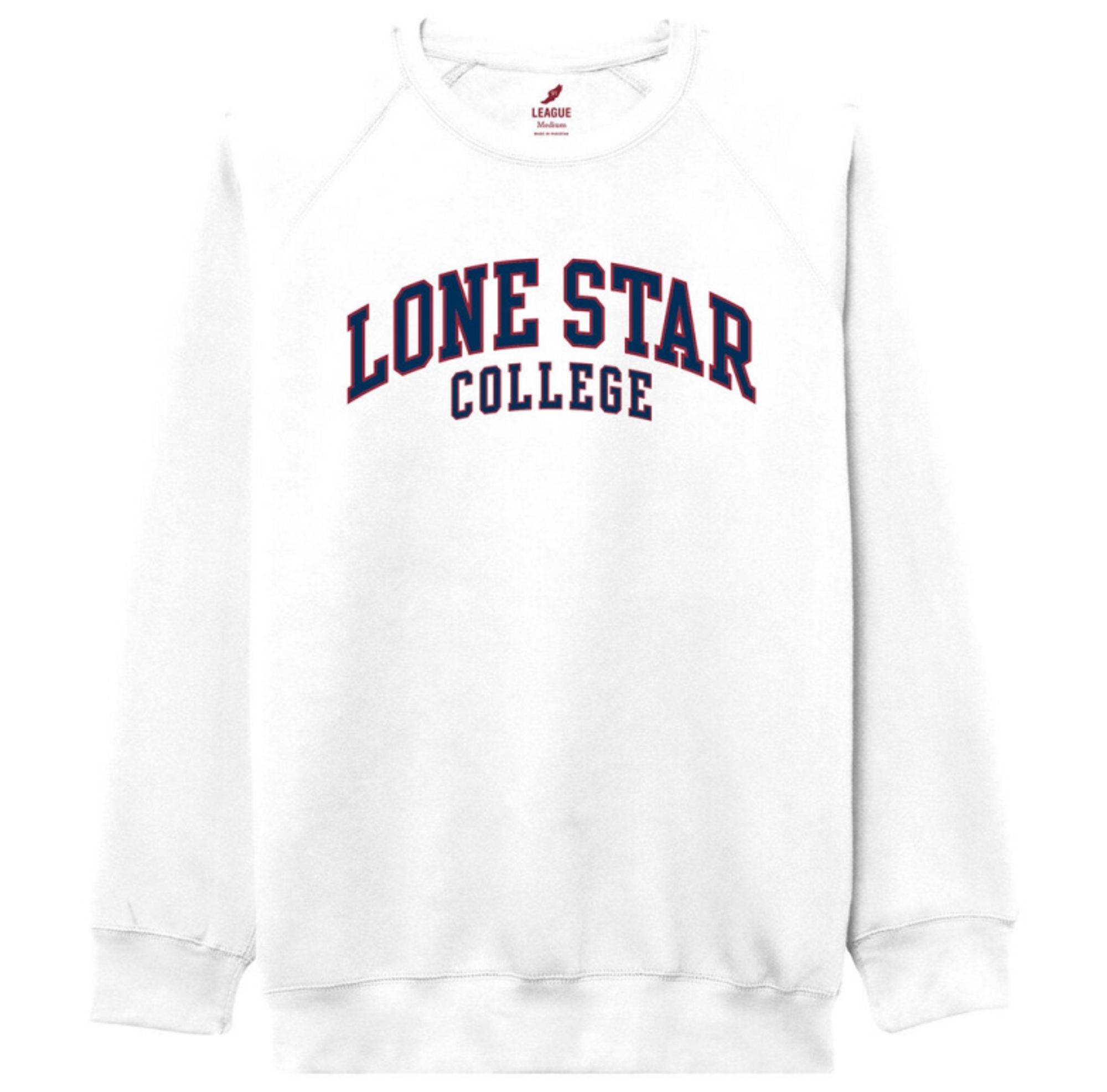 image of: Lone Star College Arch Felt EZ Crew Sweatshirt, White