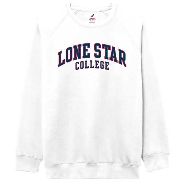 Lone Star College Arch Felt EZ Crew Sweatshirt, White; $47.98