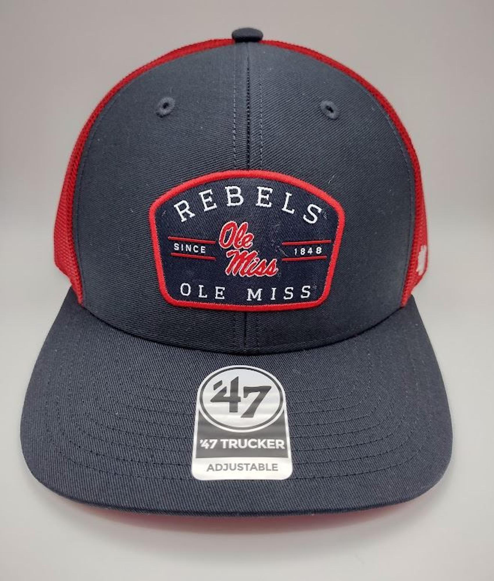 image of: Patch Primer Trucker Adjustable Hat Navy w/Red Mesh