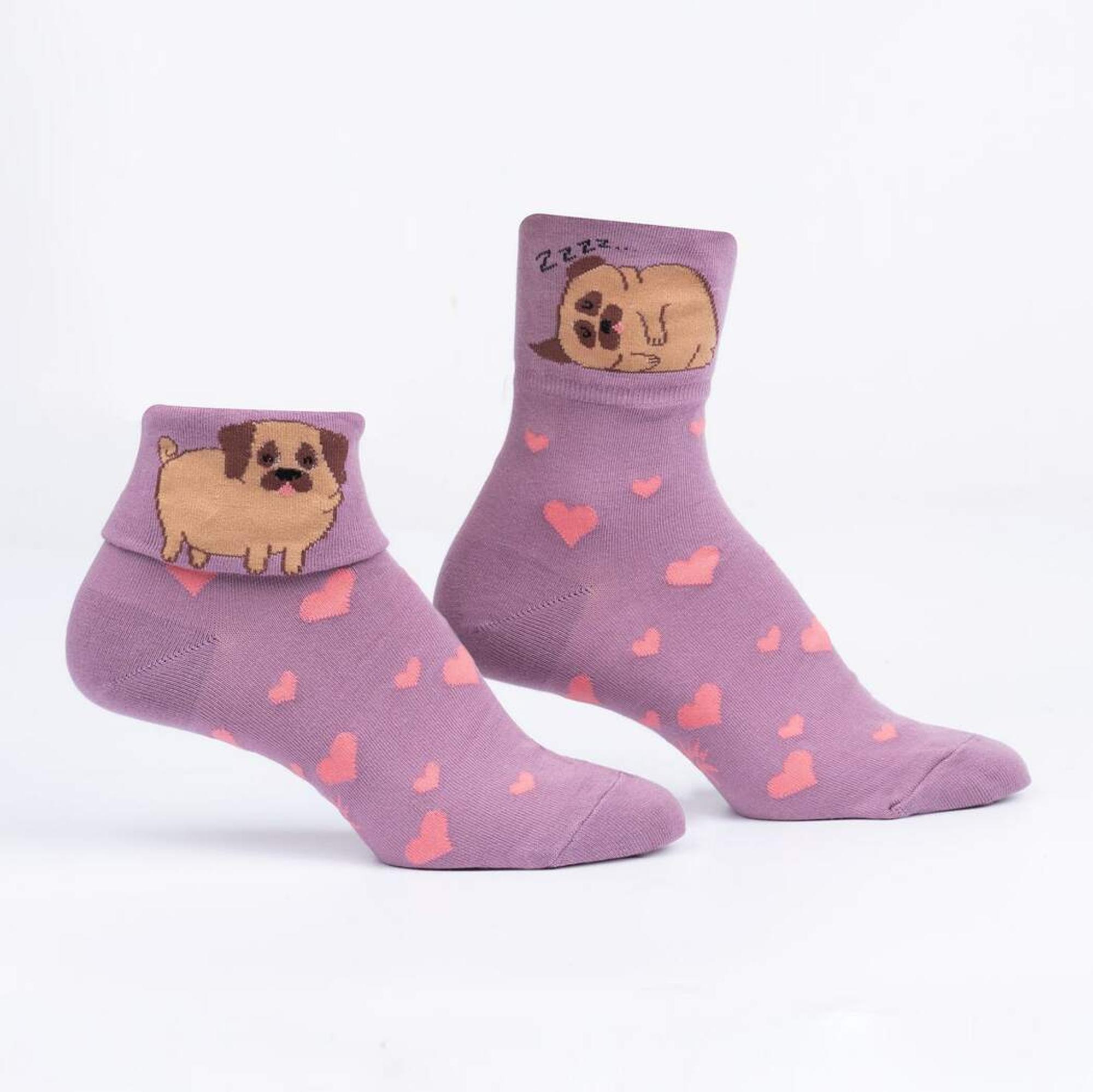 image of: Turn Cuff Socks - Pugs & Kisses