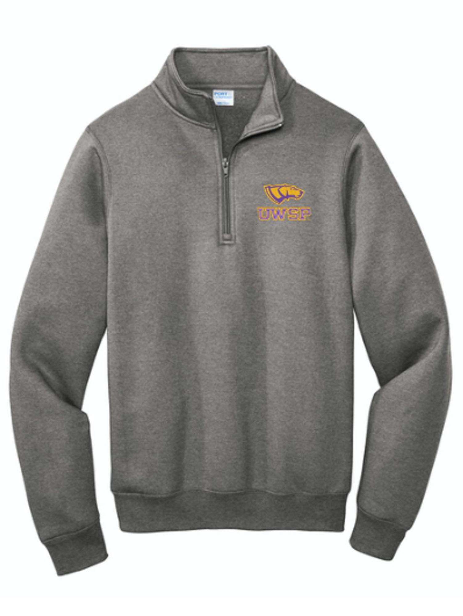 Product image 1 of 1 for UWSP Pointer Embroidered Core Fleece 1/4 Zip Pullover Sweatshirt, Graphite Heather