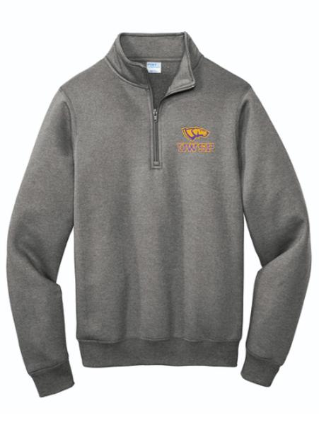 UWSP Pointer Embroidered Core Fleece 1/4 Zip Pullover Sweatshirt, Graphite Heather; $55.98