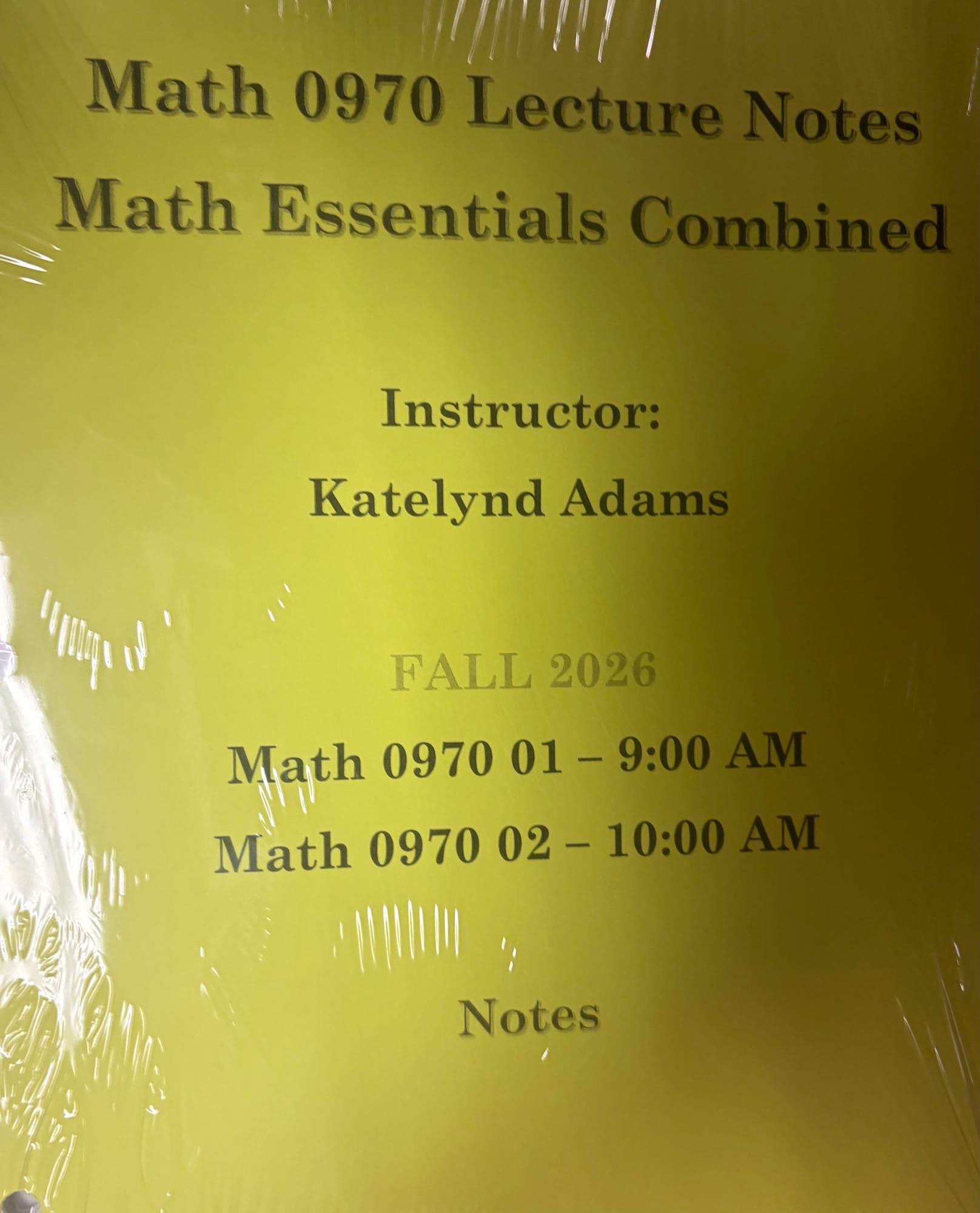 Cover image for MATH 0970 LECTURE NOTES - ADAMS
