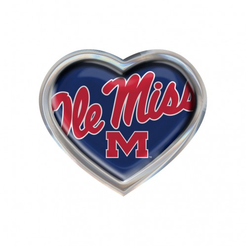image of: Ole Miss Domed Heart Metal Auto Emblem