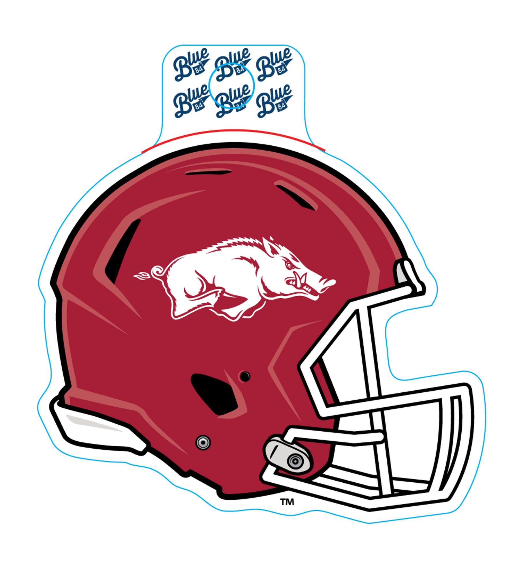 image of: Arkansas Razorback Blue 84 Helmet Sticker