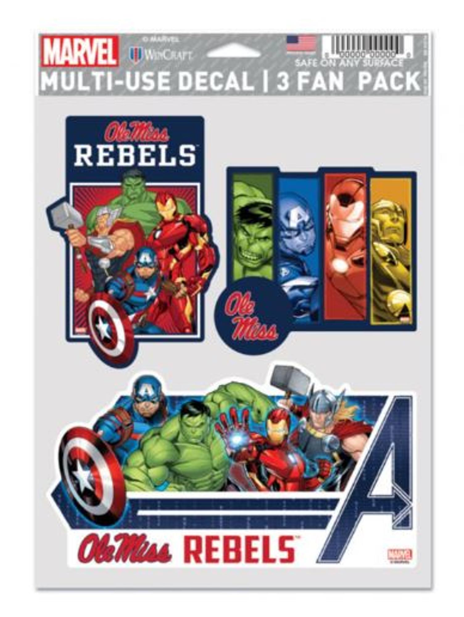 image of: Ole Miss Marvel Multi-Use Decals 3pk
