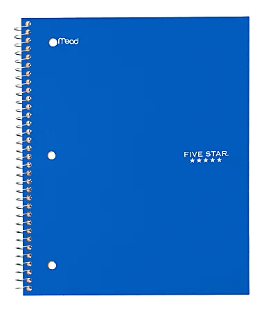 image of: Five Star® Trend Notebook, 2 Pockets, 8" x 10 1/2", 1 Subject, Wide Ruled, 100 Sheets, Black