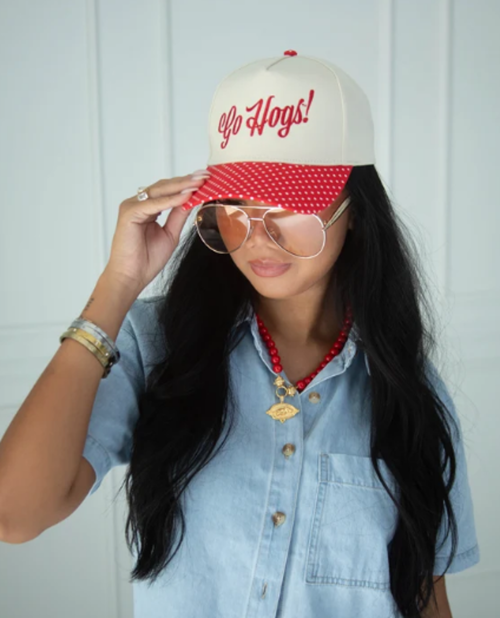 Product image 1 of 2 for Arkansas Razorback Go Hogs Polka Dot Trucker Cap