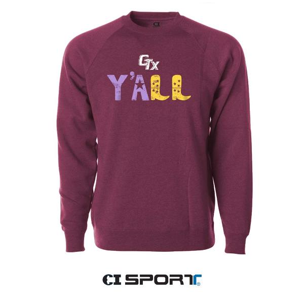 CTX Y'all Crew Neck Plum Heather; $39.99