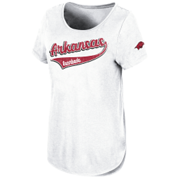 Arkansas Razorbacks Women's Down to the River Short Sleeve Tee - White; $24.00
