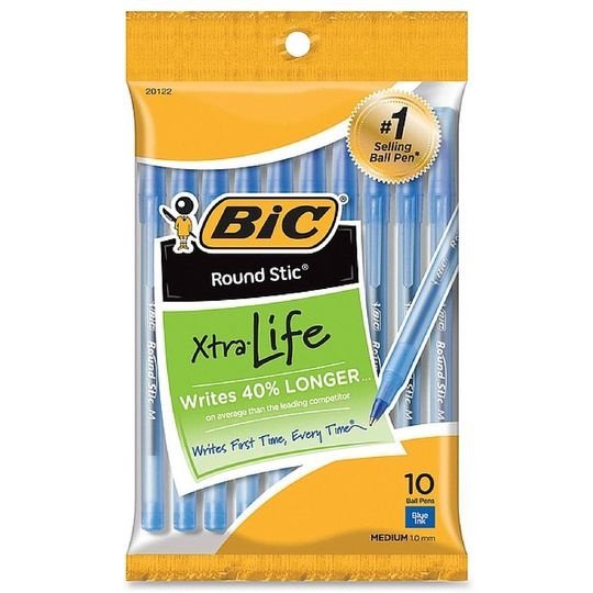 image of: BIC Xtra Life Blue Pens- 10 pack