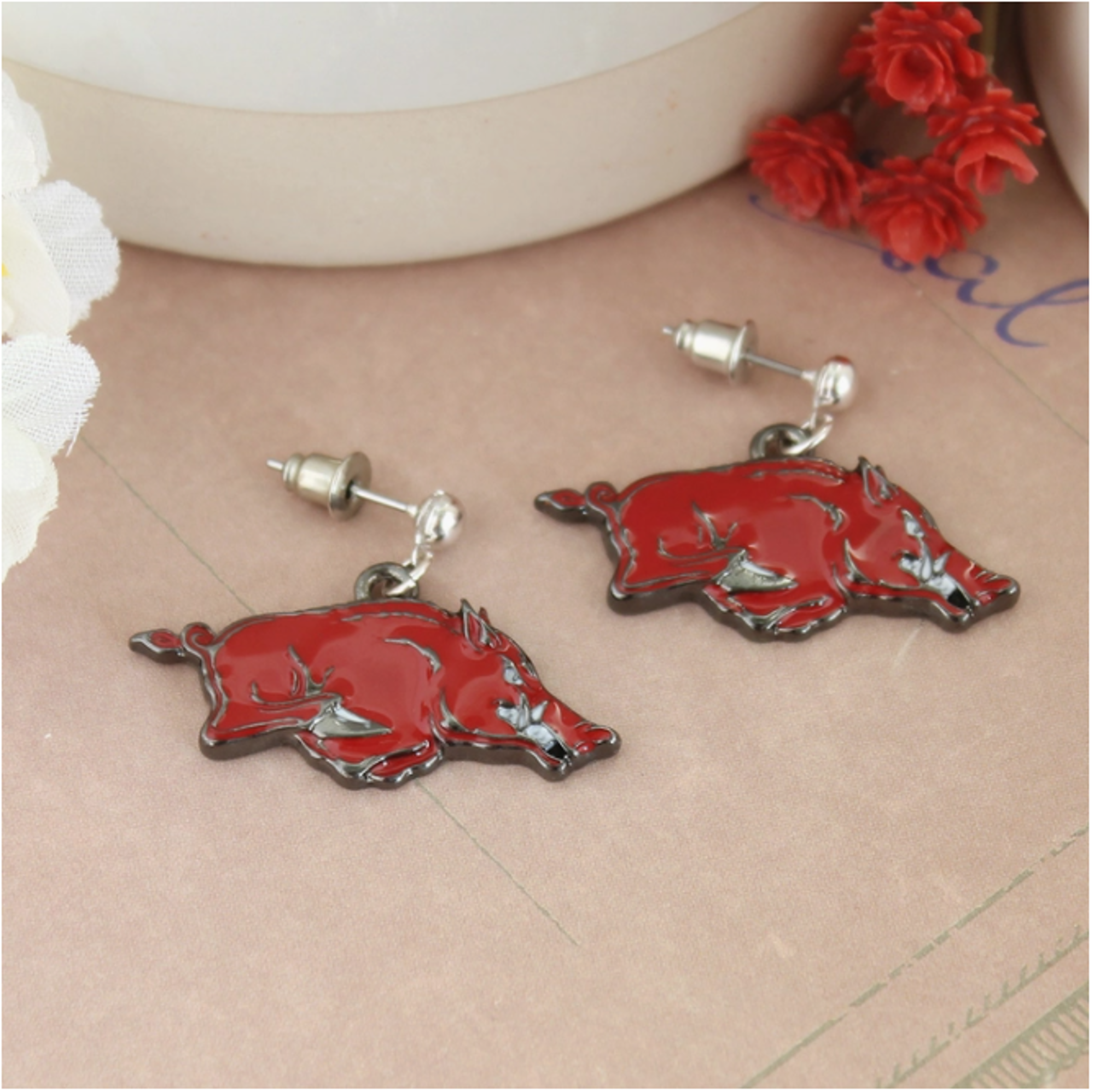 image of: Arkansas Razorbacks Running Hog Enamel Earrings