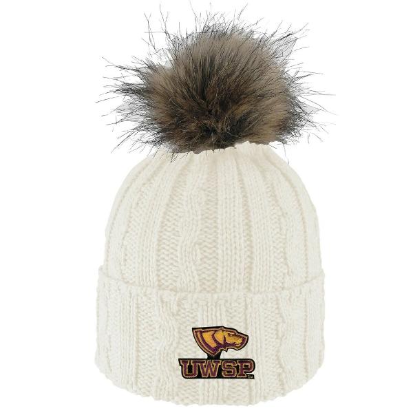 University of Wisconsin Stevens Point Alps Cuff Faux Pom Beanie, Cream; $29.98