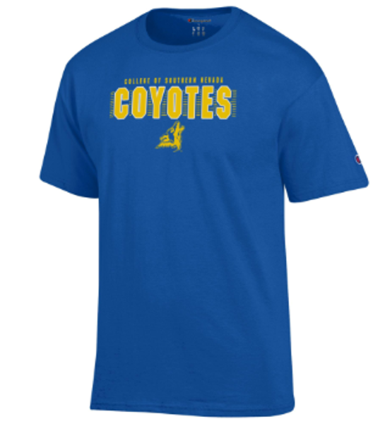 CSN SS TEE COYOTES BARS OVER MASCOT ROYAL; $24.99