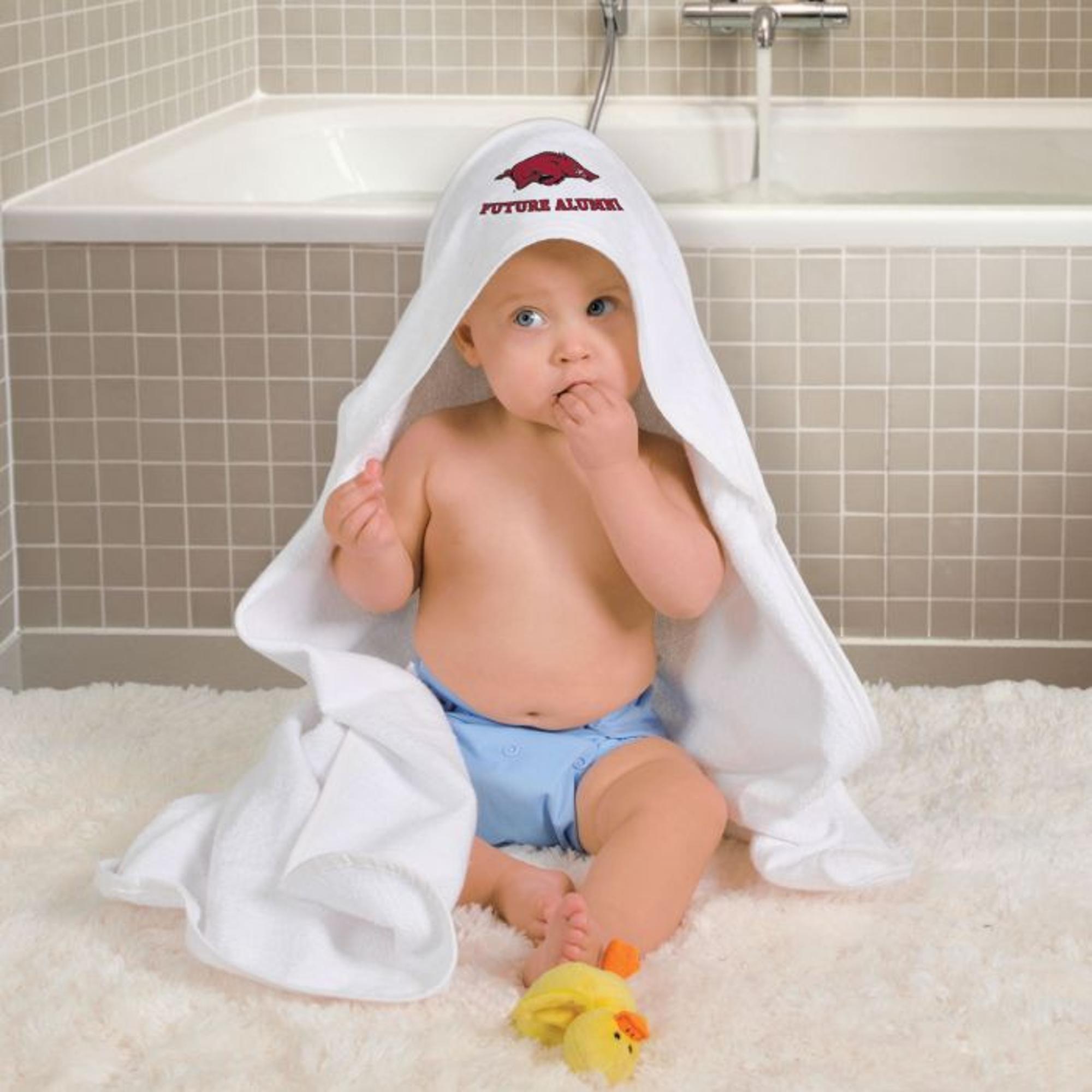 image of: Arkansas Razorbacks All Pro Hooded Baby Towel -White