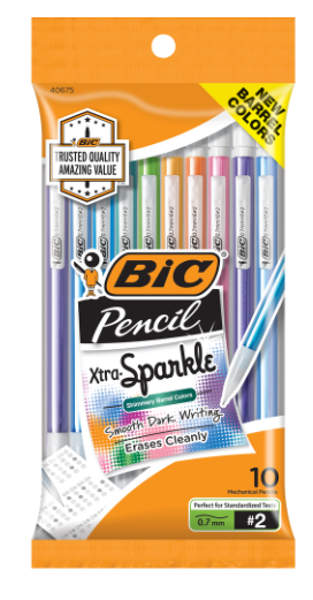 BIC Xtra Smooth .7mm Sparkle Mechanical Pencil, 10 Pack; $8.99