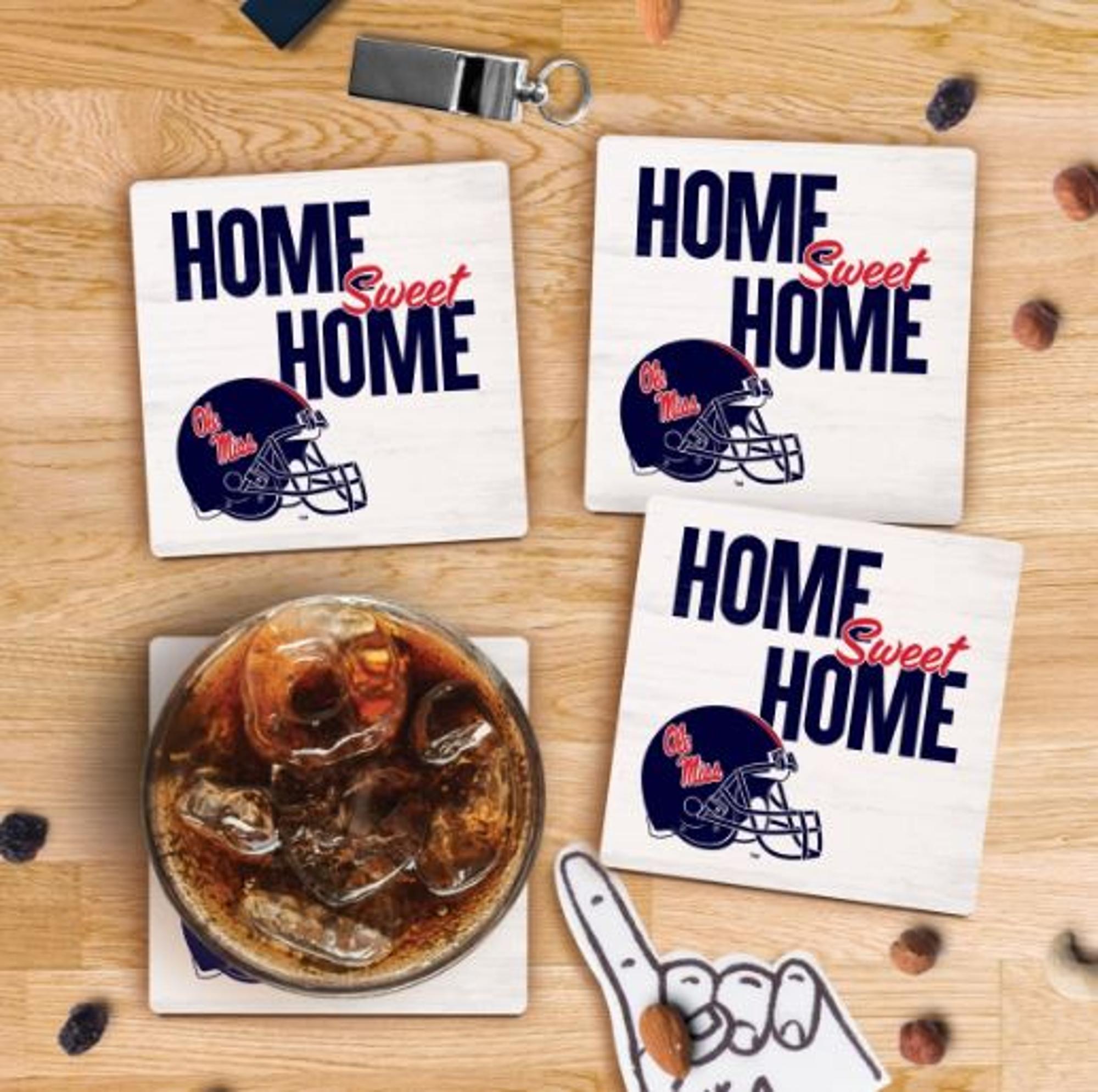 image of: Ole Miss Home Sweet Home Square Absorbent Coaster 4x4 Single