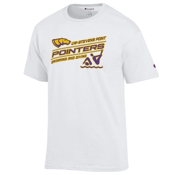 UWSP Swimming & Diving Basic Champion Tee, White; $24.98