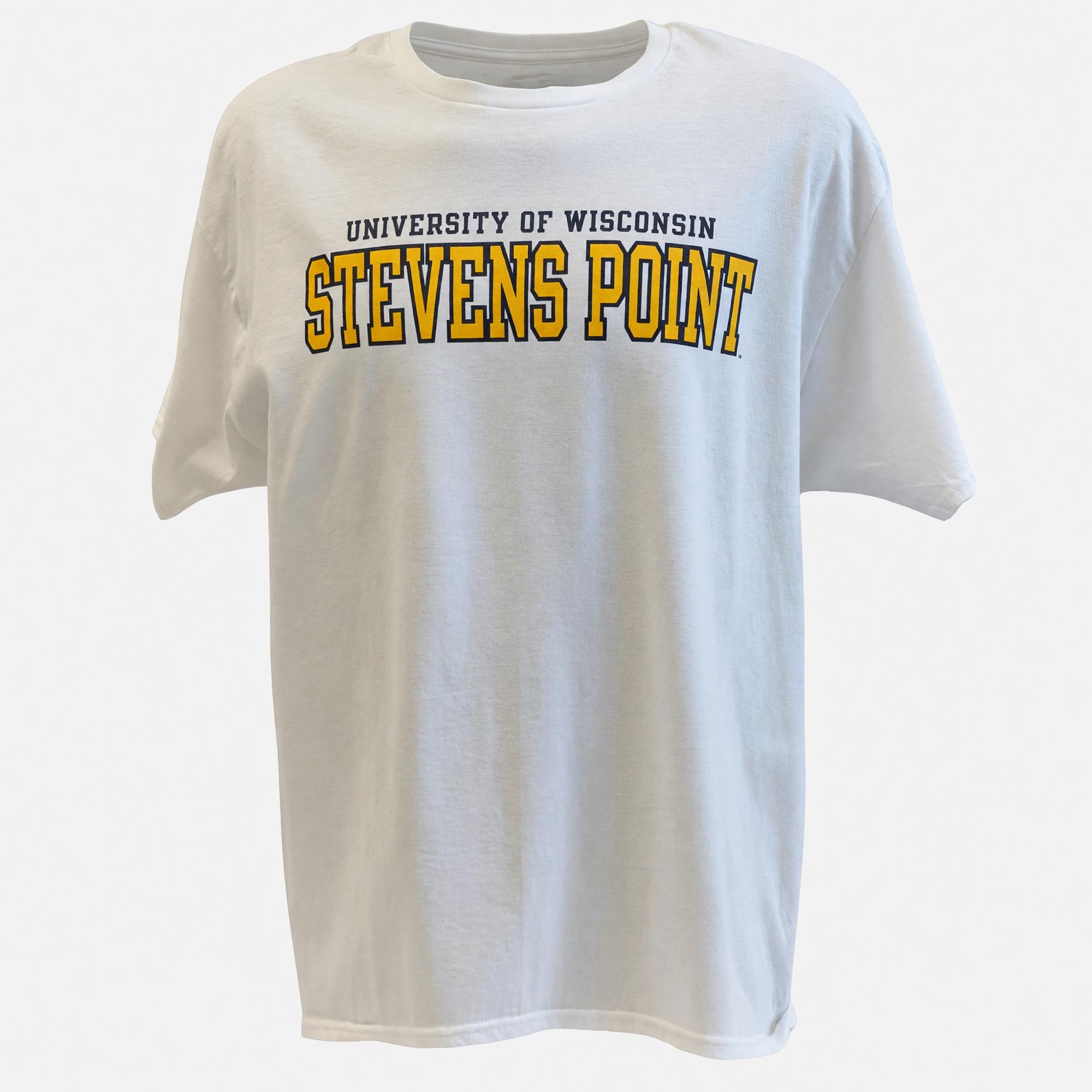 Product image 1 of 1 for University of Wisconsin Stevens Point Short Sleeve White & Gold Logo