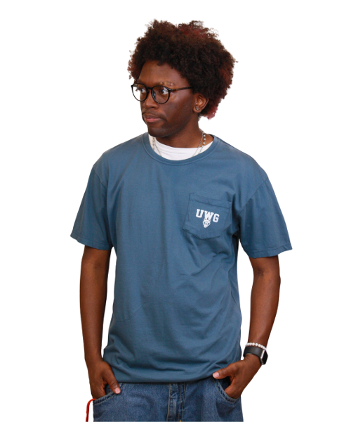 WEST GA WOLVES TEXT WOLF LOGO RETRO63 POCKET TEE; $24.99