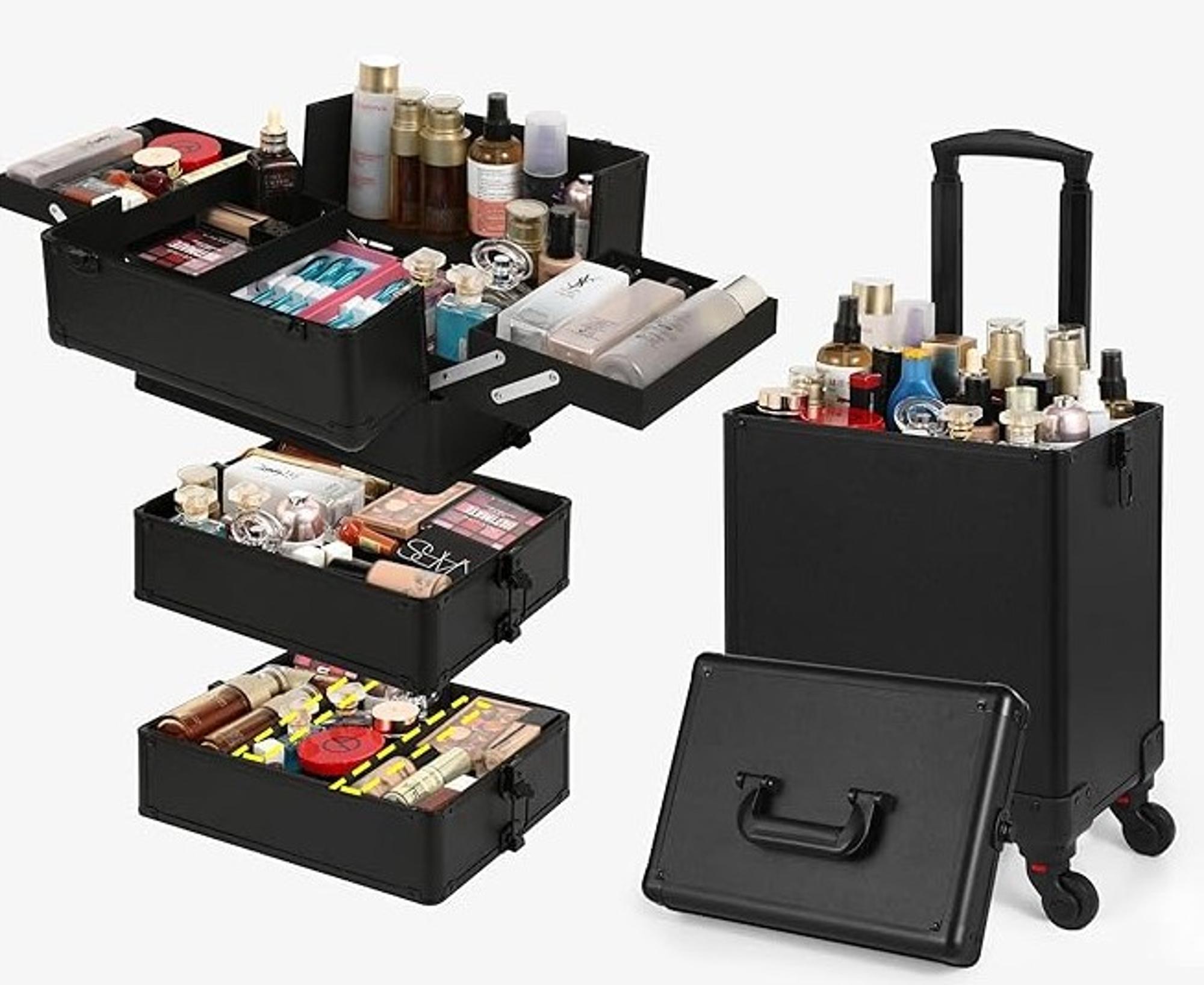 image of: Cosmetic/Hair Tool Rolling Trolley w/Detachable Compartments - 5 TIER