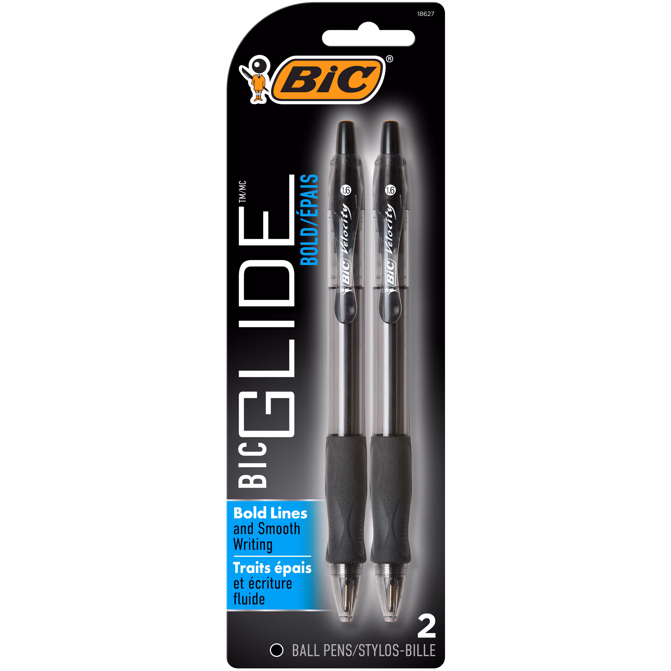 image of: BIC Velocity 1.6mm Ballpoint Pen, 2 Pack, Black