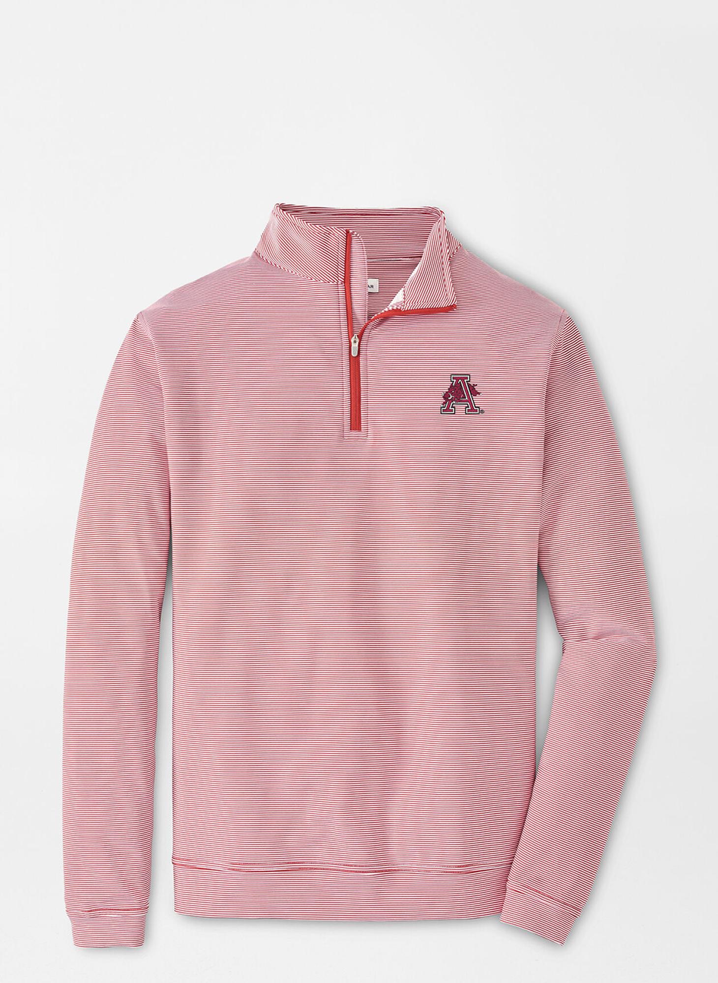 image of: Arkansas Razorbacks Peter Millar Men's Perth Mini Stripe 1/4 Zip