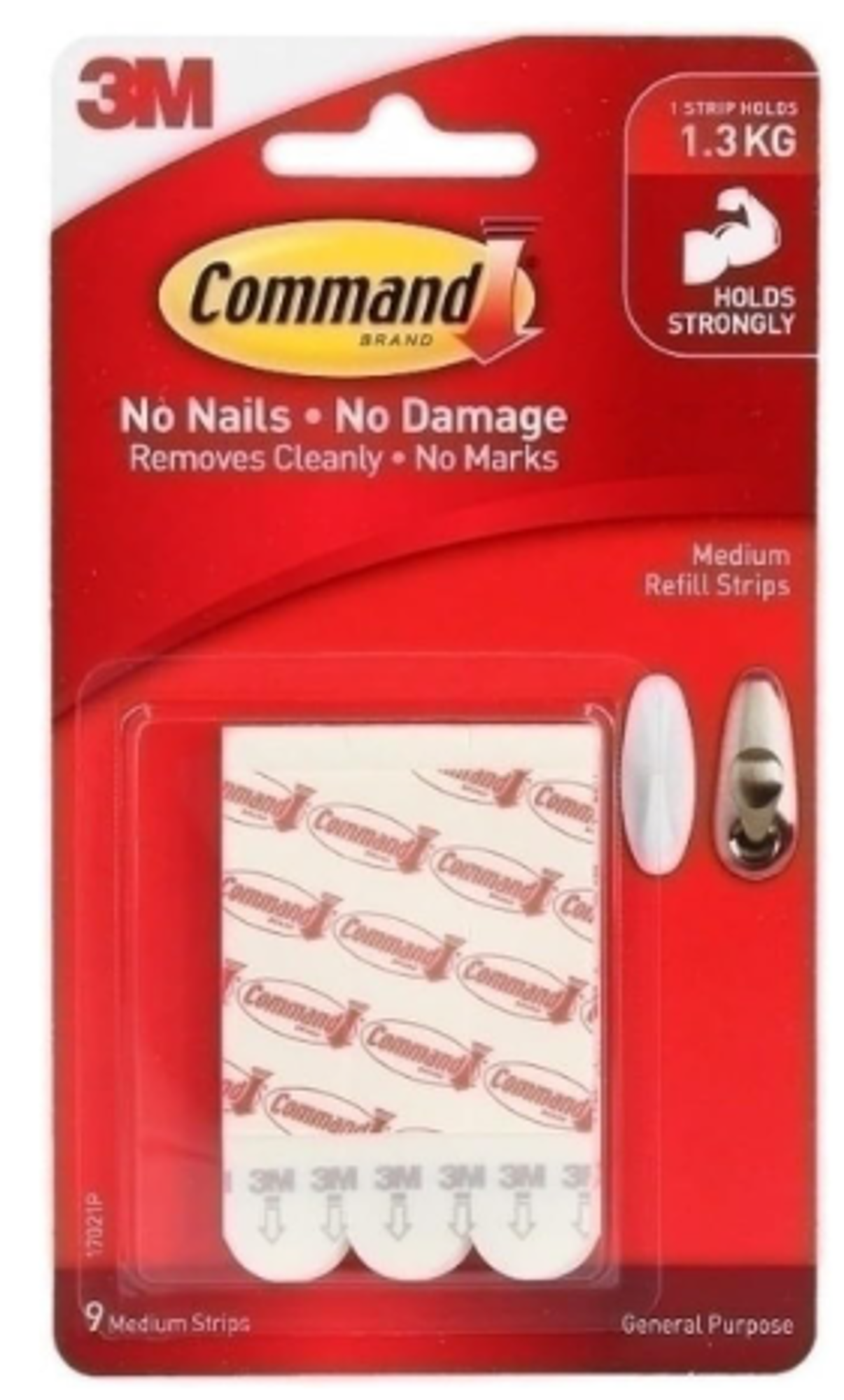 image of: Command Adhesive Replacement Strips, 9 Pack, White