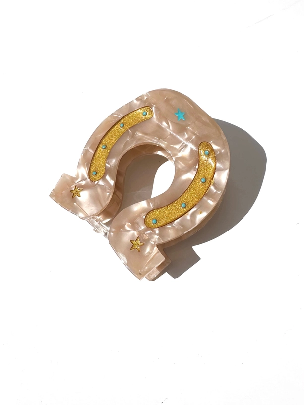 Product image 1 of 2 for Solar Eclipse Hand-Painted Lucky Horseshoe Hair Clip