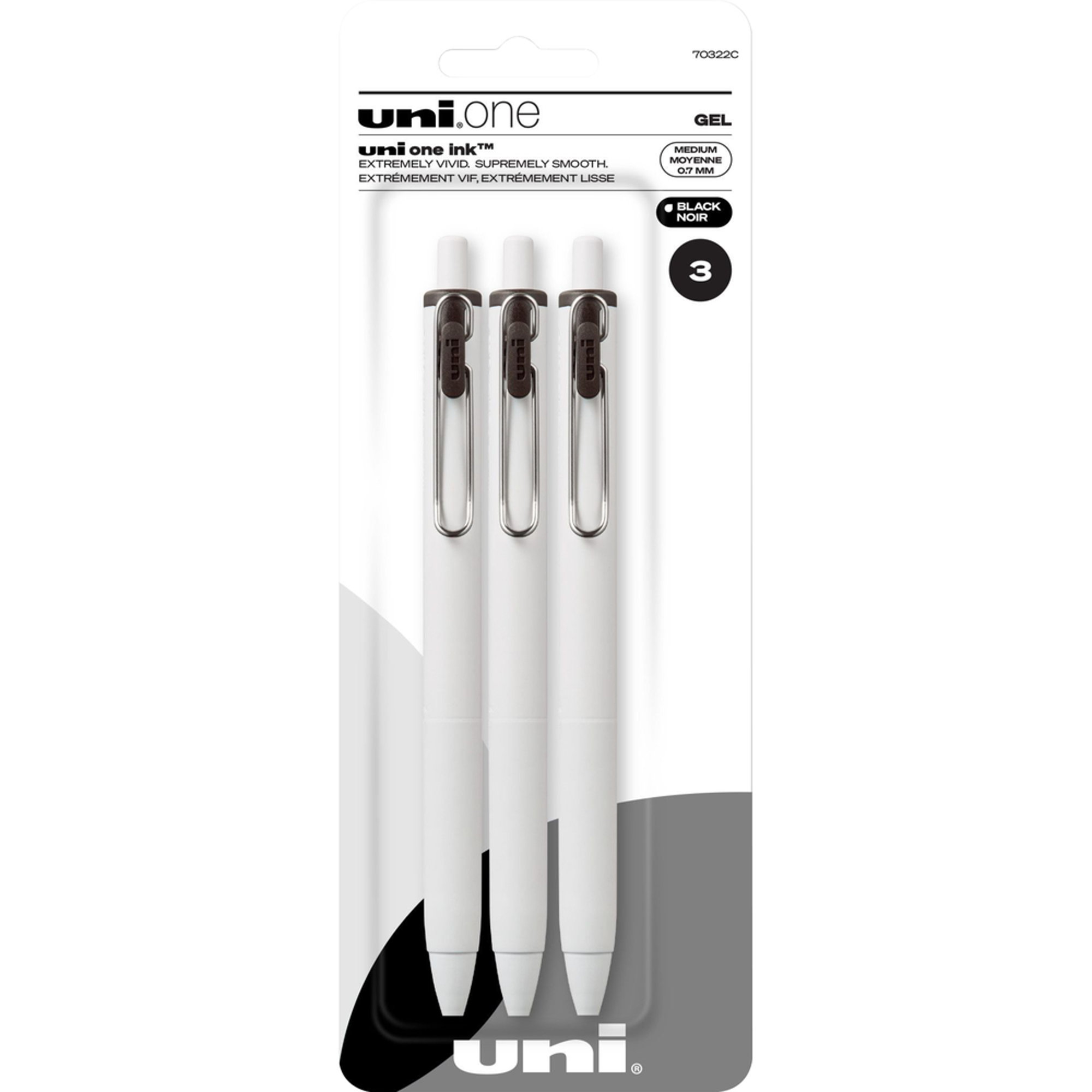 image of: uni-ball one Retractable Gel Pen - Black 0.7mm 3Pk BP