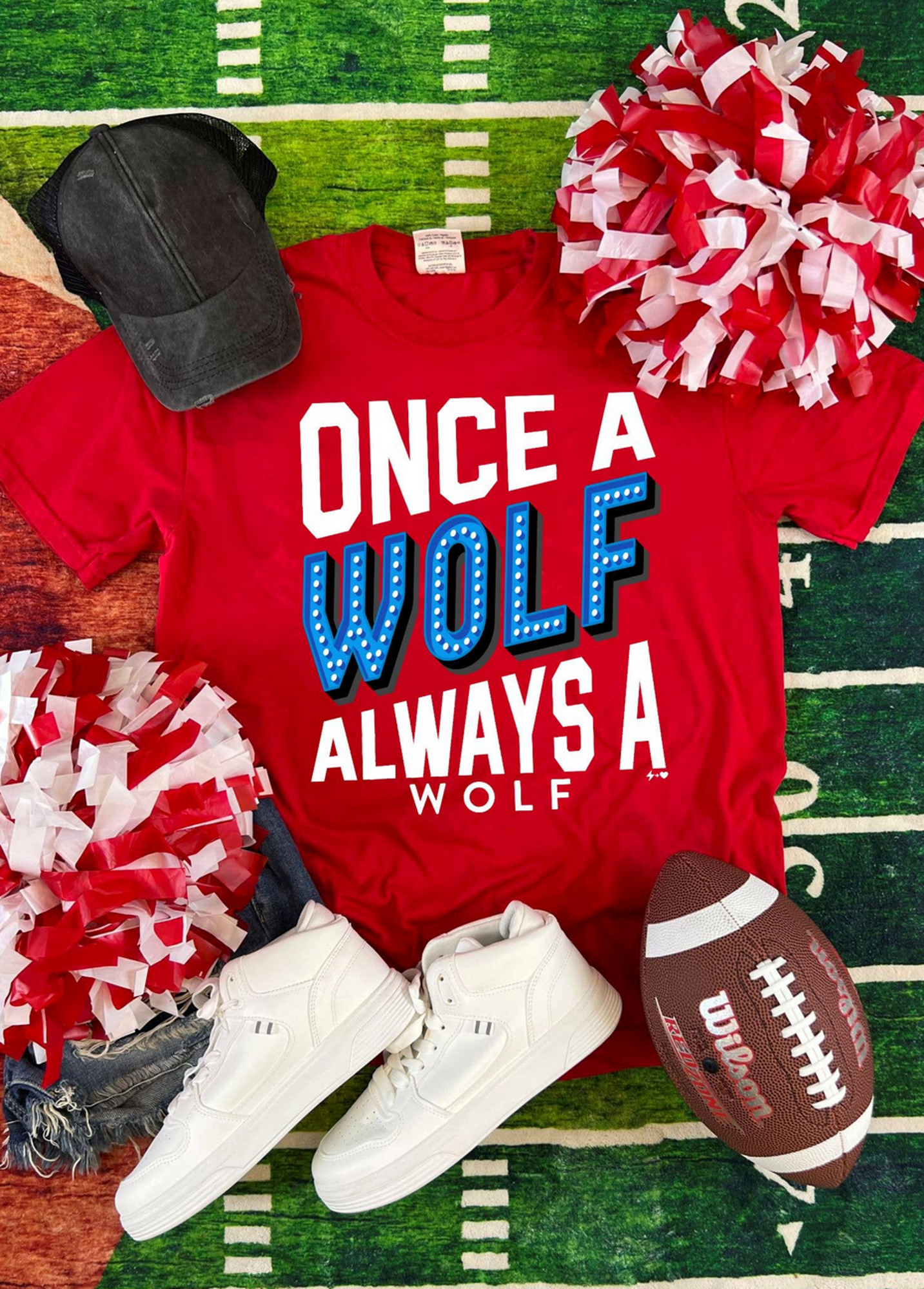 image of: ONCE A WOLF TEE HUSTLE+HEART
