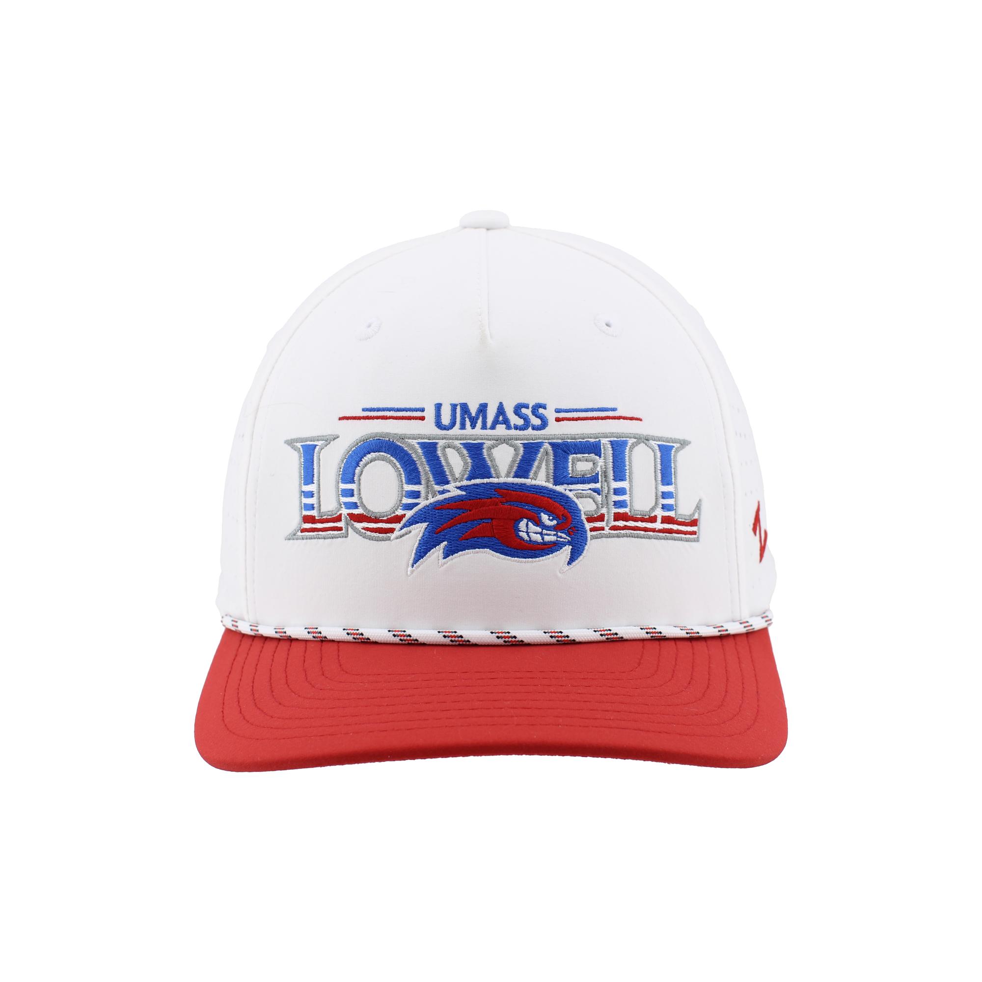 image of: White UMass LOWELL Striper Snapback