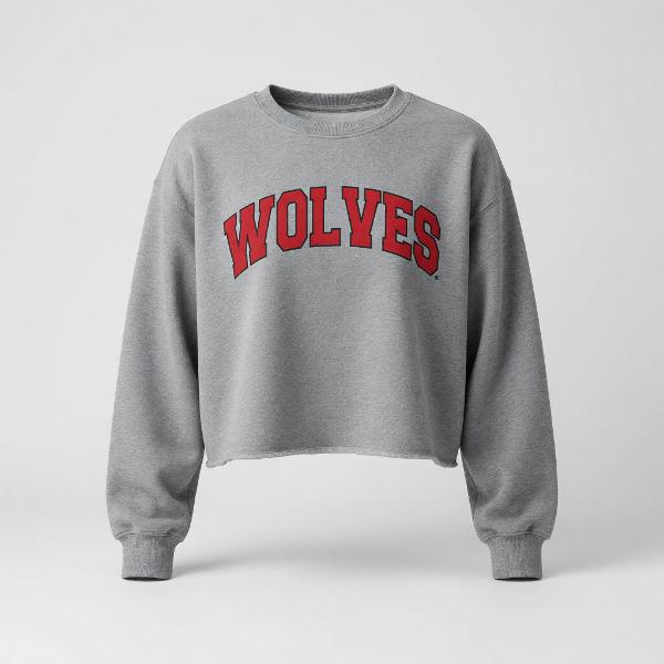 WOLVES CROPPED CREW SWEATSHIRT; $64.99