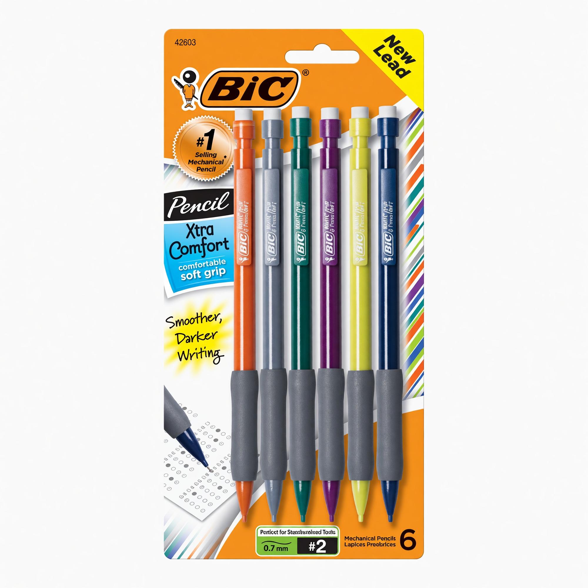 Product image 1 of 1 for BIC Xtra Comfort Mechanical Pencil - Asst .7mm 6Pk BP