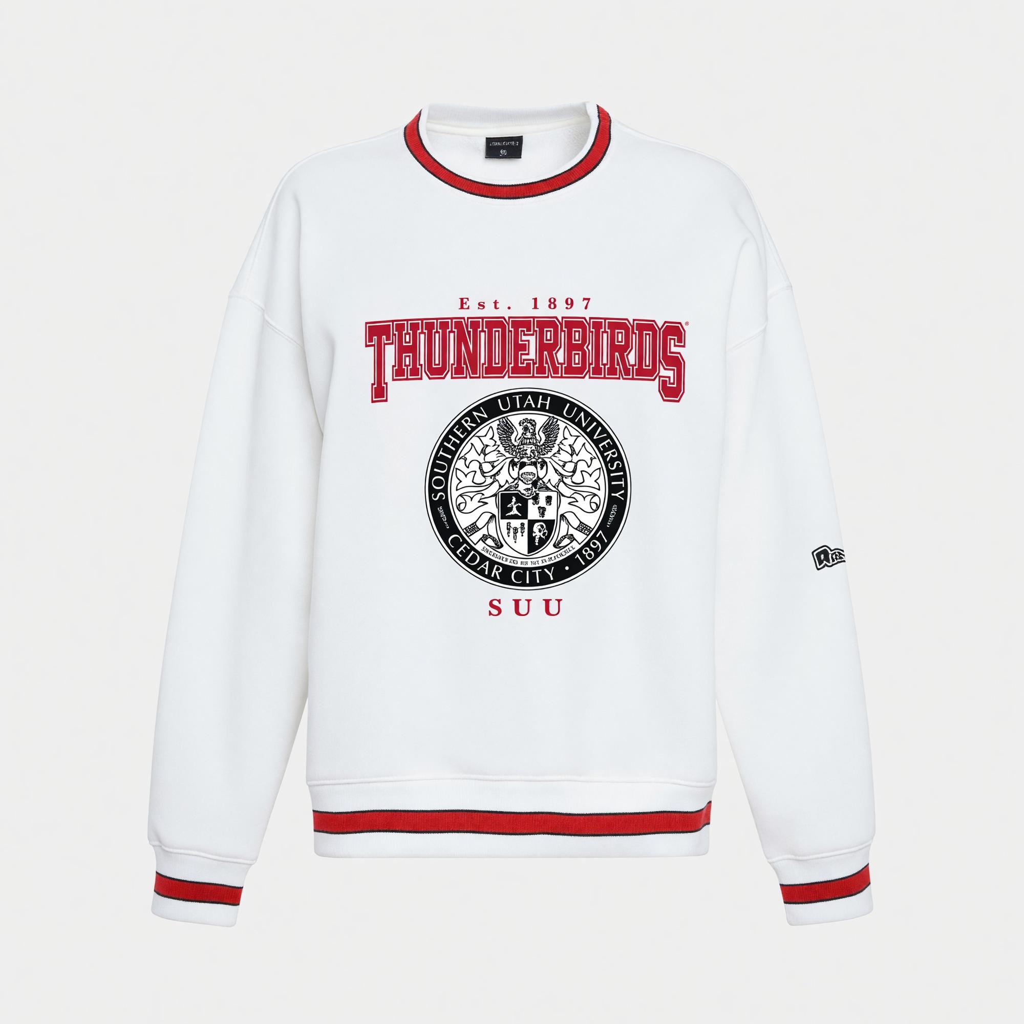 Product image 1 of 1 for Hype & Vice Women’s Premium Thunderbirds SUU Seal Crew White