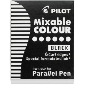 image of: Mixable Parallel Pen Refill Ink Cartridges Black 6pk