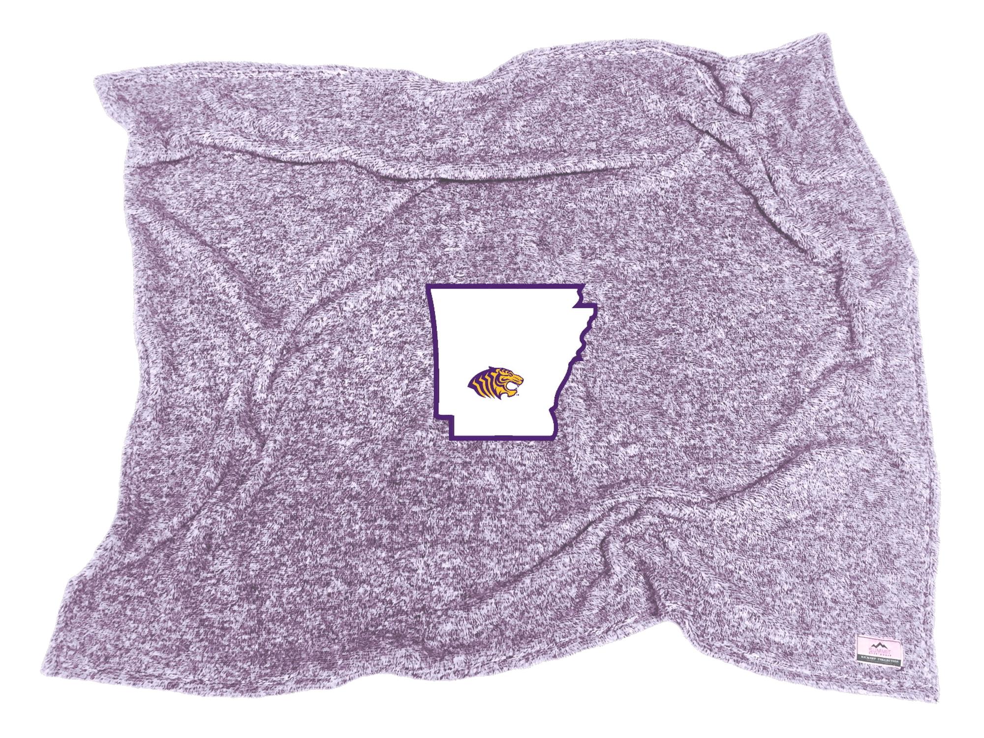 image of: Ouachita Tiger Flecked Double Plush Arkansas Blanket