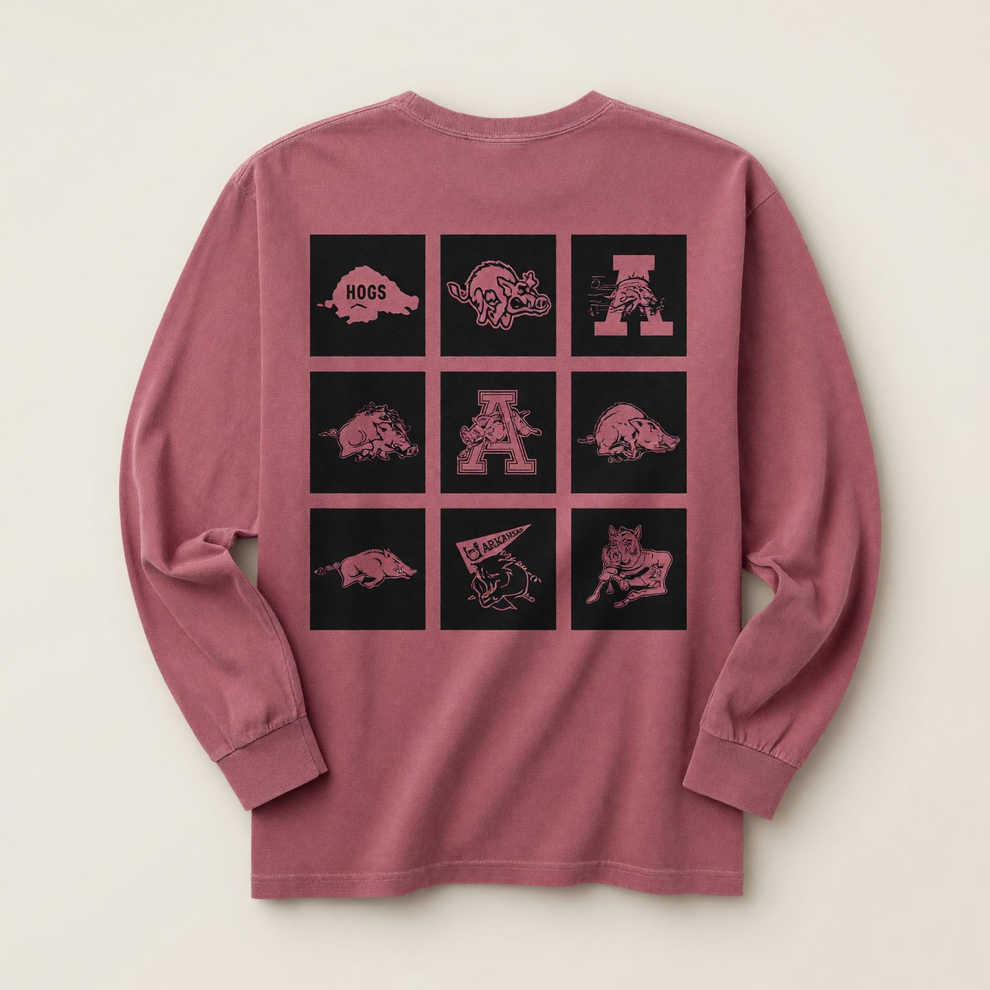 Product image 1 of 2 for Arkansas Razorbacks Block Multi Logo Long Sleeve Tee
